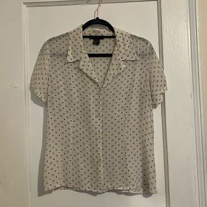 Vintage Halston Geometric Logo Soft Silk Button-Up Blouse Size 12